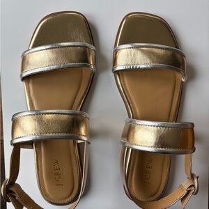 J. Crew Metallic Gold and Silver Sandals